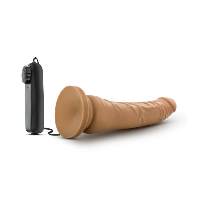 Blush Dr. Skin Remote-Controlled Realistic 8.5 in. Vibrating Dildo with Suction Cup Tan