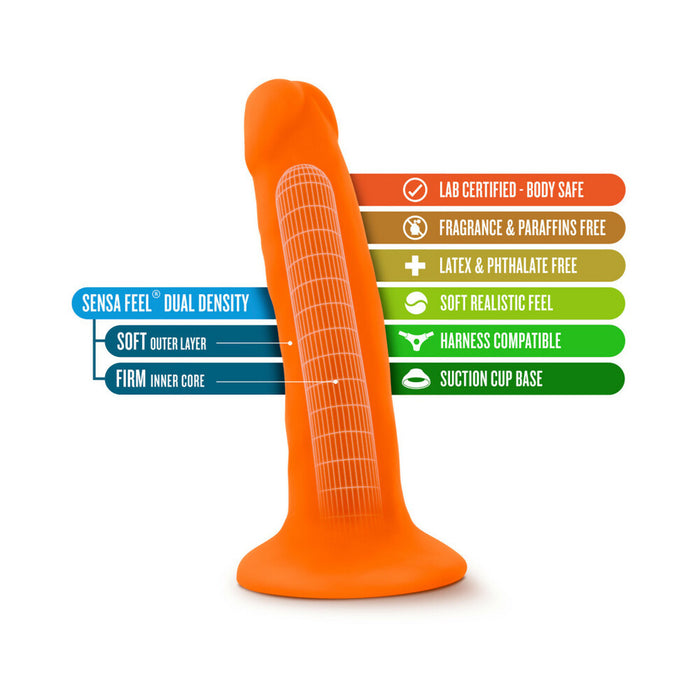 Blush Neo 6 in. Dual Density Dildo with Suction Cup Neon Orange