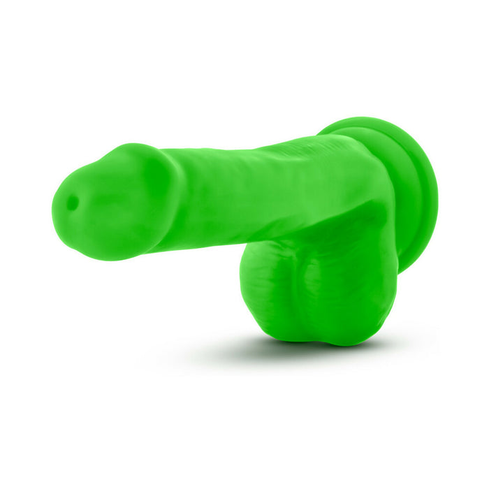 Blush Neo 6 in. Dual Density Dildo with Balls & Suction Cup Neon Green