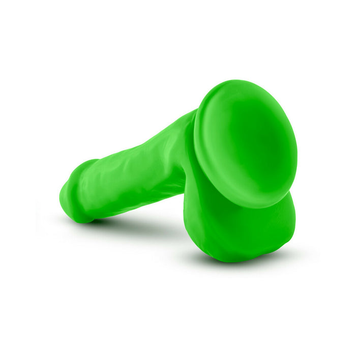 Blush Neo 6 in. Dual Density Dildo with Balls & Suction Cup Neon Green