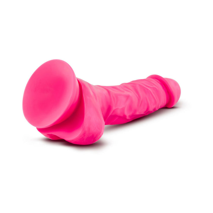 Blush Neo 7.5 in. Dual Density Dildo with Balls & Suction Cup Neon Pink