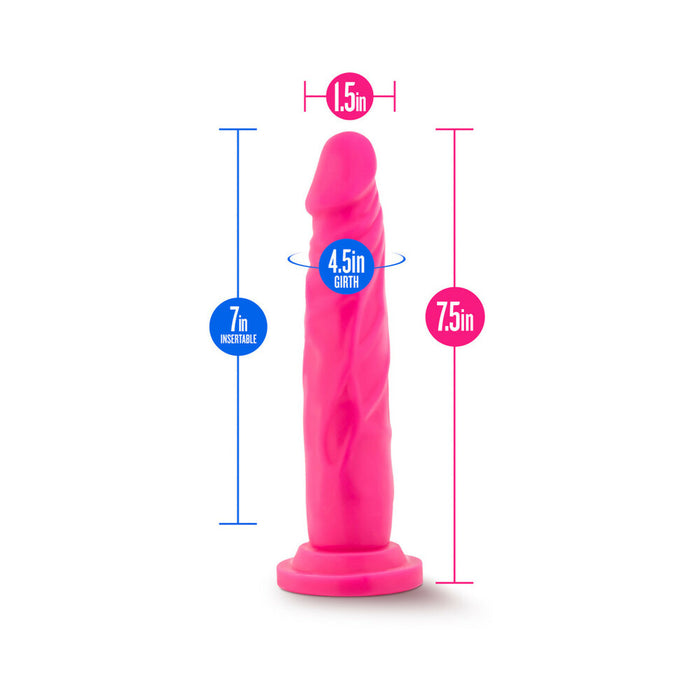 Blush Neo 7.5 in. Dual Density Dildo with Suction Cup Neon Pink