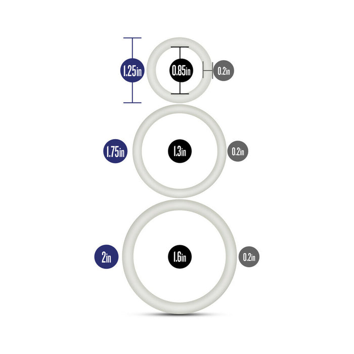 Blush Performance VS4 Pure Premium Silicone Cockrings 3-Pack Set White