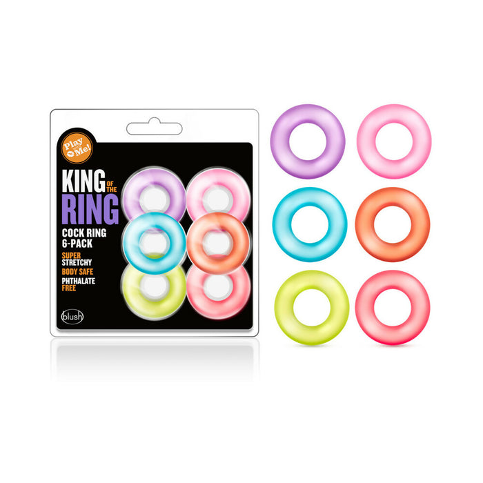 Blush Play with Me King of the Ring Cockring 6-Pack Assorted Colors