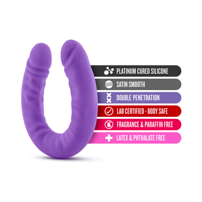 Blush Ruse Realistic 18 in. Silicone Slim Double Dong Dual Ended Dildo Purple