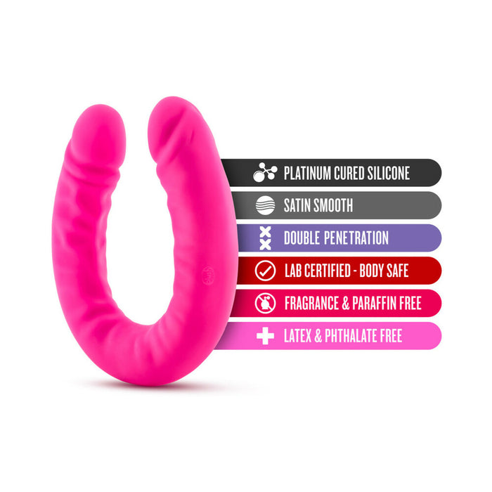 Blush Ruse Realistic 18 in. Silicone Slim Double Dong Dual Ended Dildo Hot Pink