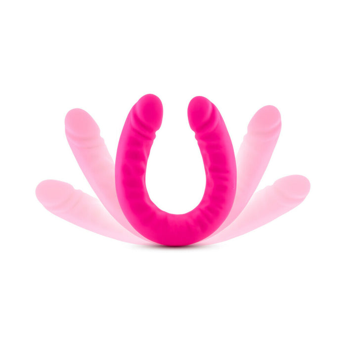 Ruse Realistic 18 in. Silicone Slim Double Dong Dual Ended Dildo Hot Pink