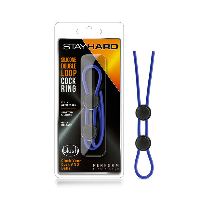 Blush Stay Hard Silicone Double Loop Lasso/Bolo Cockring Blue