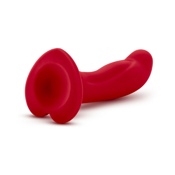 Blush Temptasia Jezebel 6 in. Curved Silicone Dildo with Heart-Shaped Suction Cup Crimson