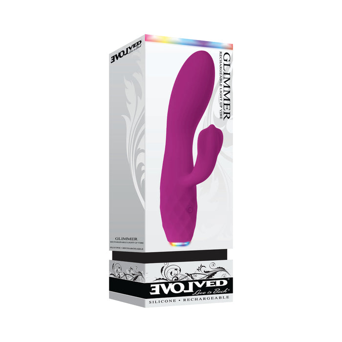 Evolved Glimmer Light-Up Rechargeable Silicone Dual Stimulator Purple