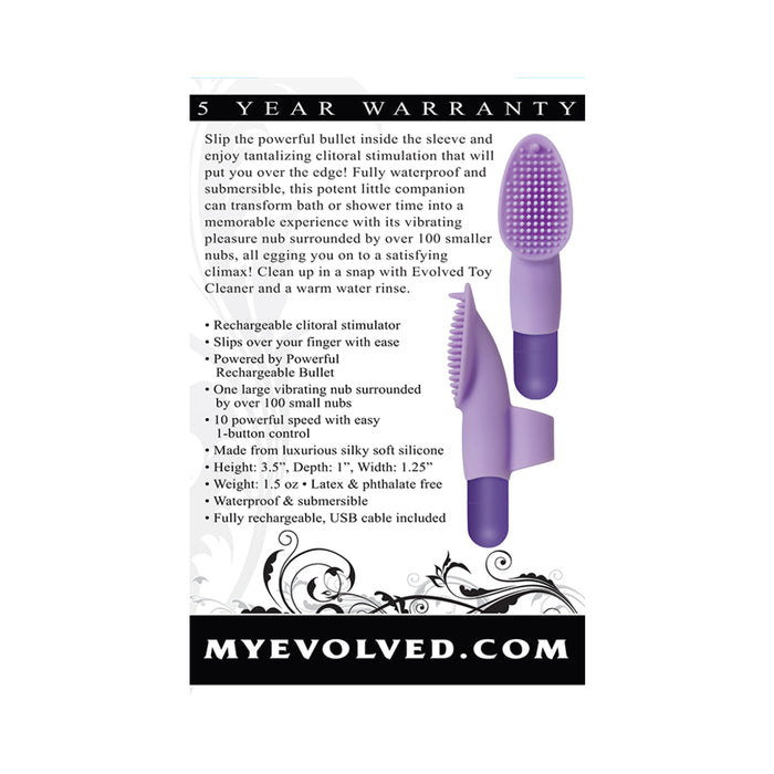 Evolved Fingerific Rechargeable Silicone Finger Vibrator Purple