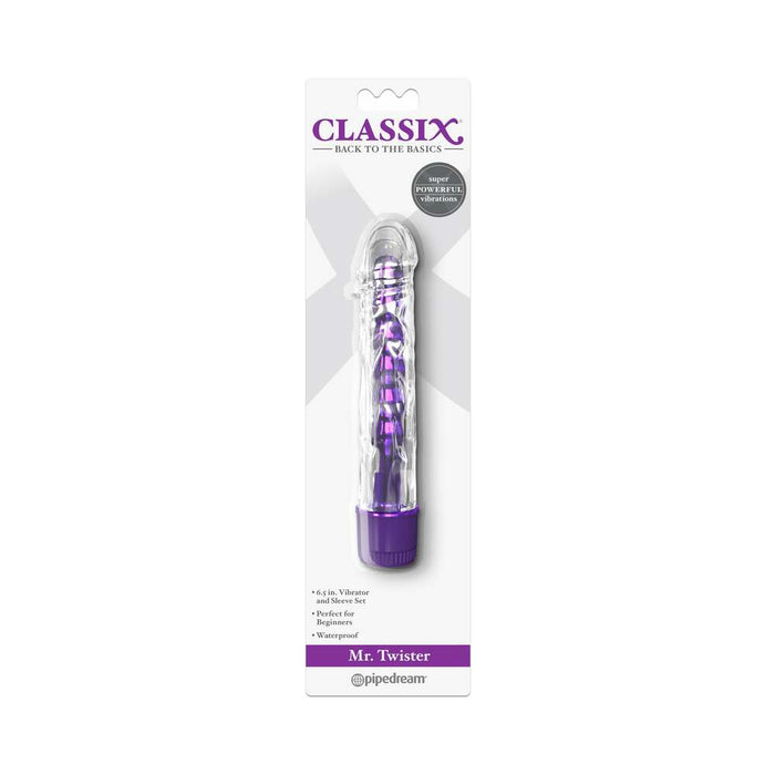 Pipedream Classix Mr. Twister 6.5 in. Vibrator and Sleeve Set Purple