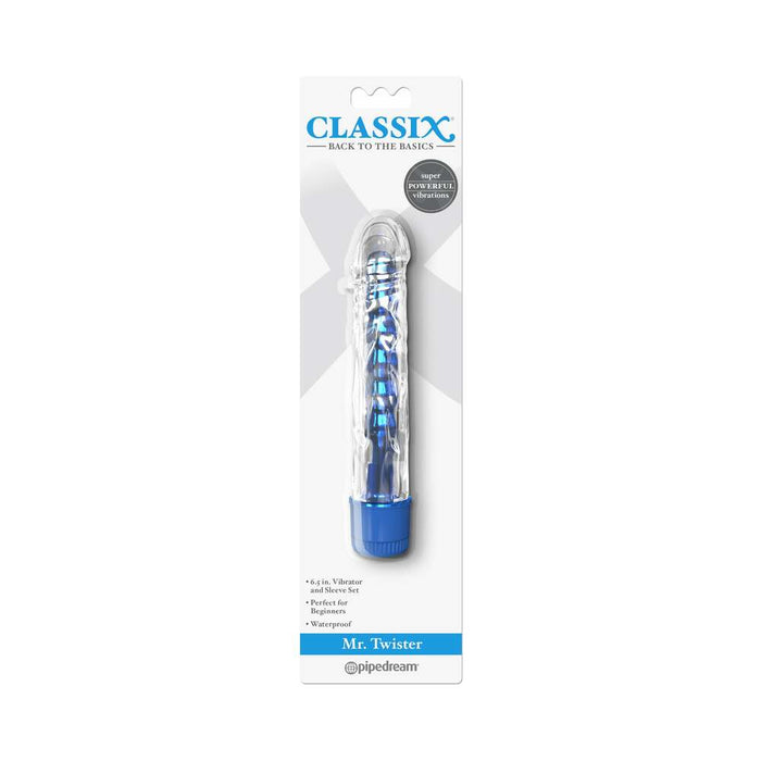 Pipedream Classix Mr. Twister 6.5 in. Vibrator and Sleeve Set Blue