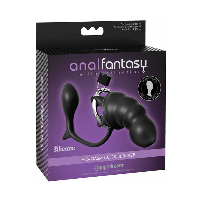 Pipedream Anal Fantasy Elite Collection Ass-Gasm Cock Blocker Chastity Cock Cage Black