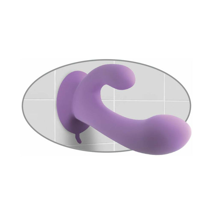 Pipedream Fantasy For Her Duo Pleasure Wallbang-Her Rechargeable Silicone Dual Stimulator With Suction Cup Purple