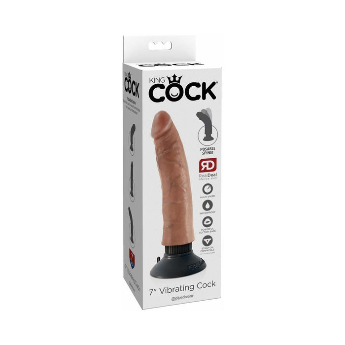 Pipedream King Cock 7 in. Vibrating Cock Poseable Dildo With Suction Cup Tan