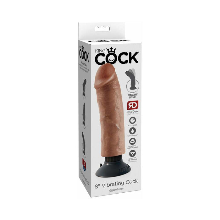 Pipedream King Cock 8 in. Vibrating Cock Poseable Dildo With Suction Cup Tan