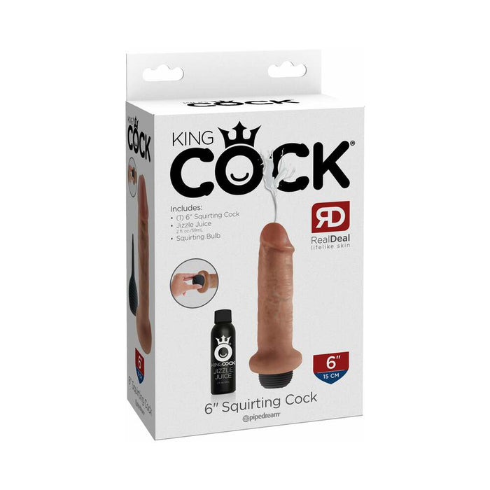 Pipedream King Cock 6 in. Squirting Cock Realistic Dildo Tan