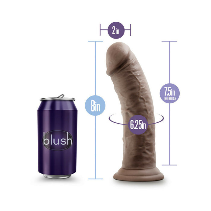 Blush Au Naturel 8 in. Posable Dual Density Dildo with Suction Cup Brown