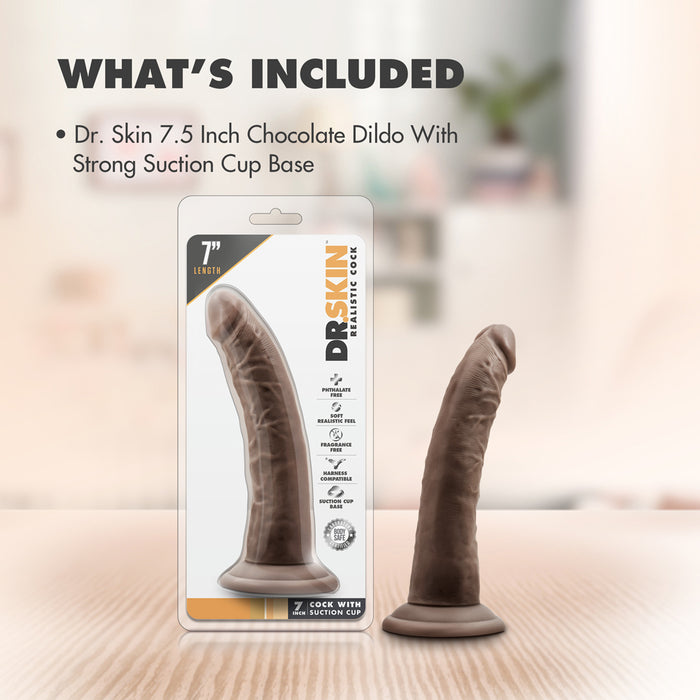 Dr. Skin Realistic 7.5 in. Dildo Brown