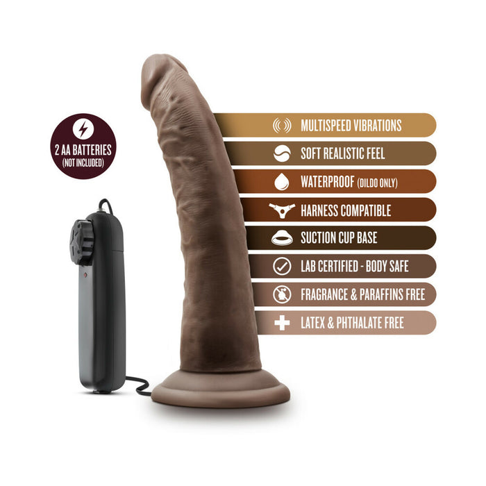 Blush Dr. Skin Dr. Dave Realistic 7 in. Vibrating Dildo with Suction Cup Brown