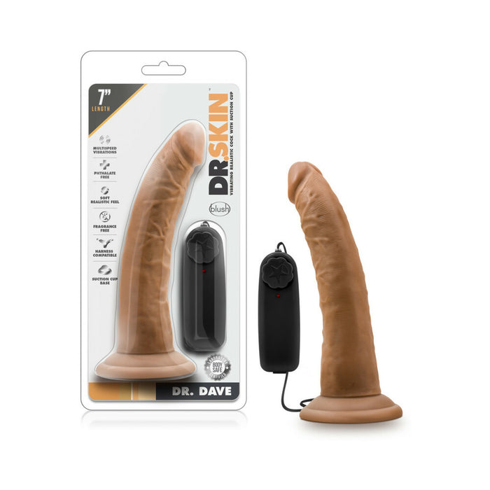 Blush Dr. Skin Dr. Dave Realistic 7 in. Vibrating Dildo with Suction Cup Tan