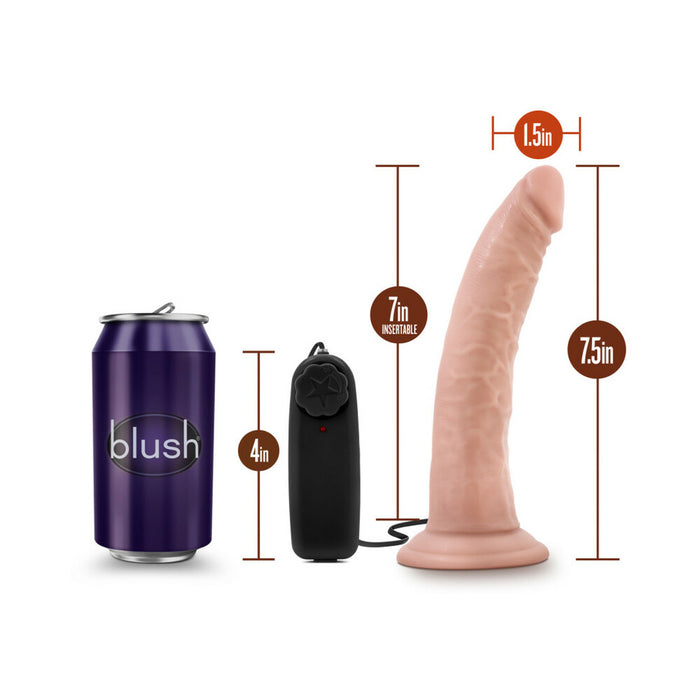 Blush Dr. Skin Dr. Dave Realistic 7 in. Vibrating Dildo with Suction Cup Beige