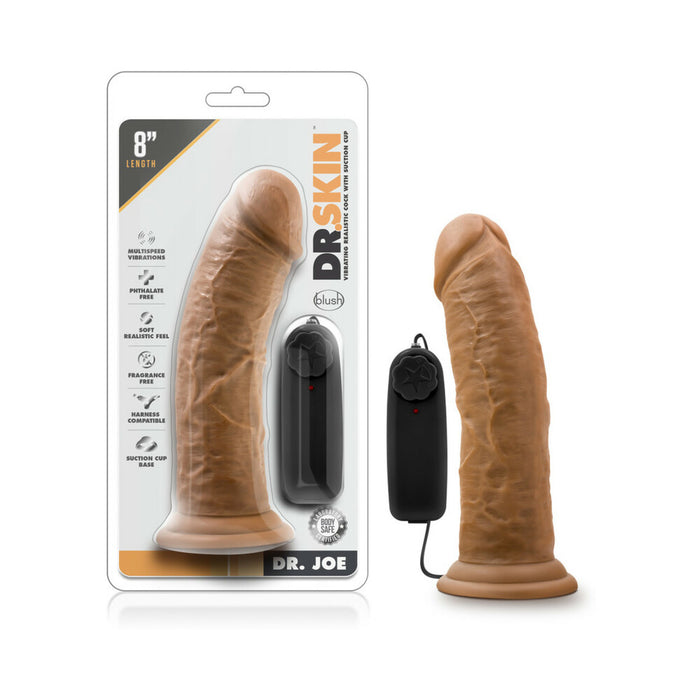 Blush Dr. Skin Dr. Joe Realistic 8 in. Vibrating Dildo with Suction Cup Tan