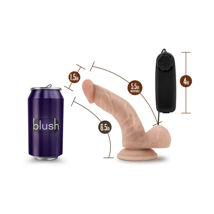 Blush Dr. Skin Dr. Ken Realistic 6.5 in. Vibrating Dildo with Balls & Suction Cup Beige