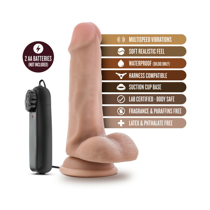 Blush Dr. Skin Dr. Rob Realistic 6 in. Vibrating Dildo with Balls & Suction Cup Beige
