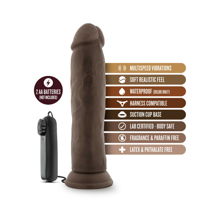 Blush Dr. Skin Dr. Throb Realistic 9.5 in. Vibrating Dildo with Suction Cup Brown