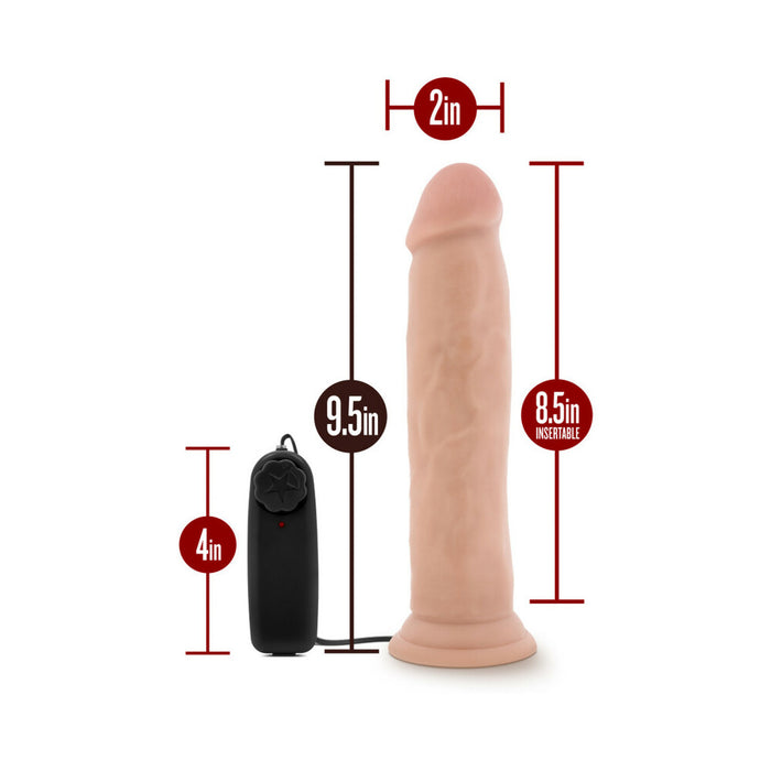 Blush Dr. Skin Dr. Throb Realistic 9.5 in. Vibrating Dildo with Suction Cup Beige