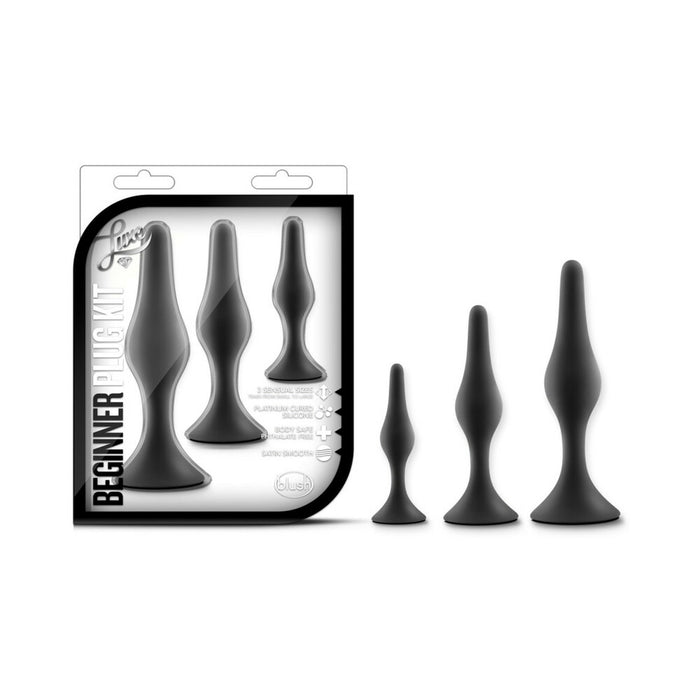 Blush Luxe 3-Piece Silicone Beginner Plug Kit Black