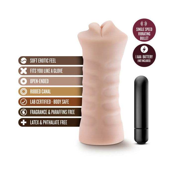 M for Men Angie Oral Stroker with Bullet Vibrator Beige