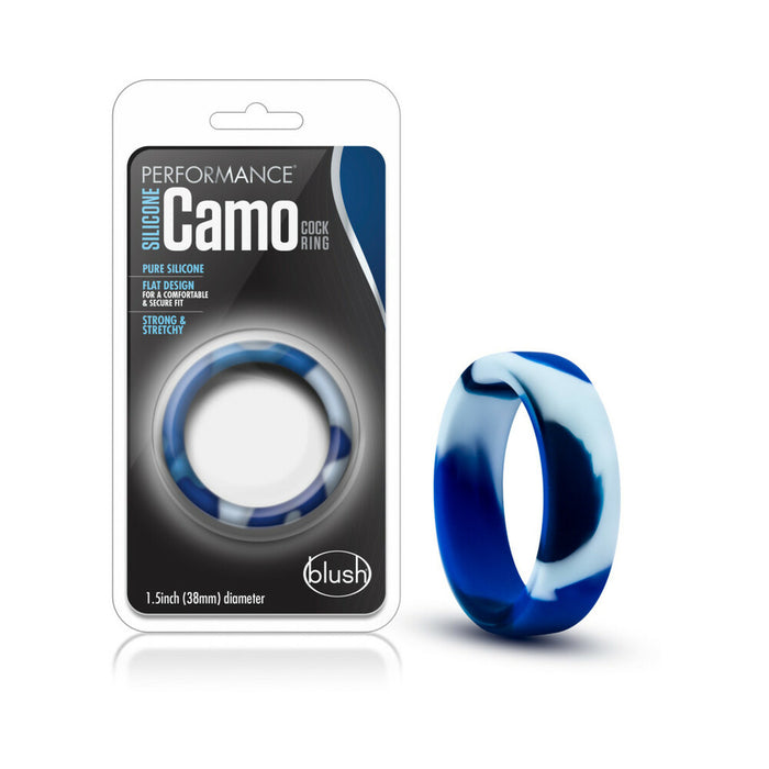 Blush Performance Silicone Camo Cock Ring Blue Camouflage