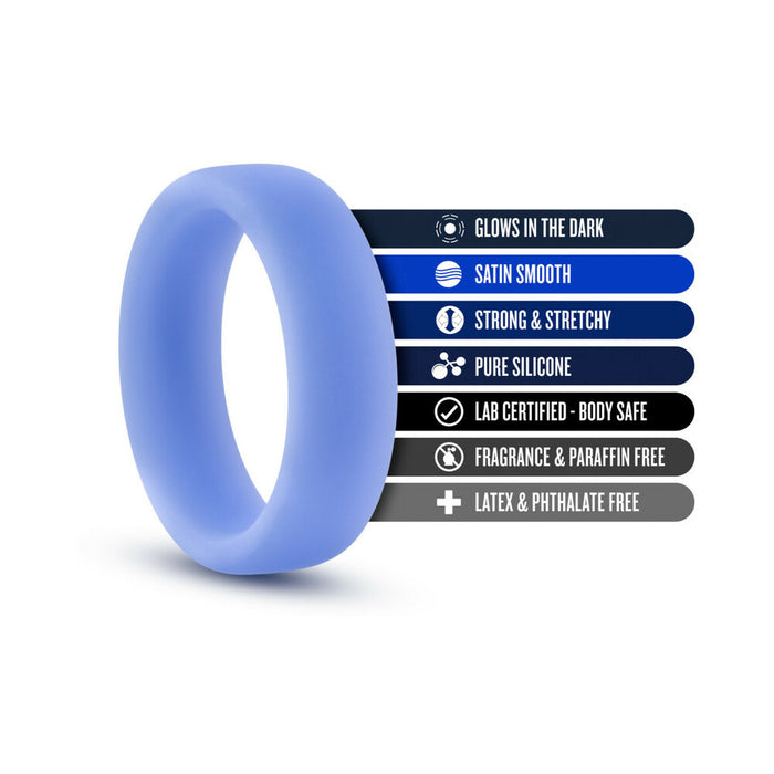 Blush Performance Silicone Glo Cock Ring Blue Glow