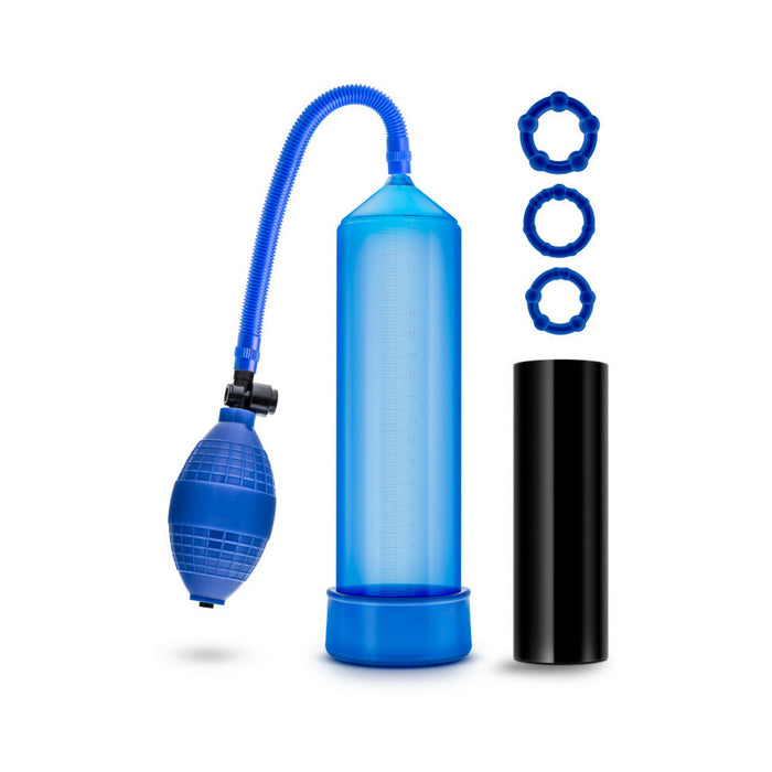 Quickie Kit Go Big Pump, Stroker & 3-Piece Cockring Set Blue