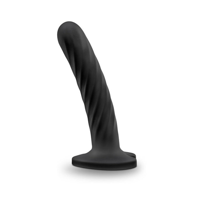 Temptasia Twist 5.5 in. Curved Dildo with Heart-Shaped Suction Cup Medium Black