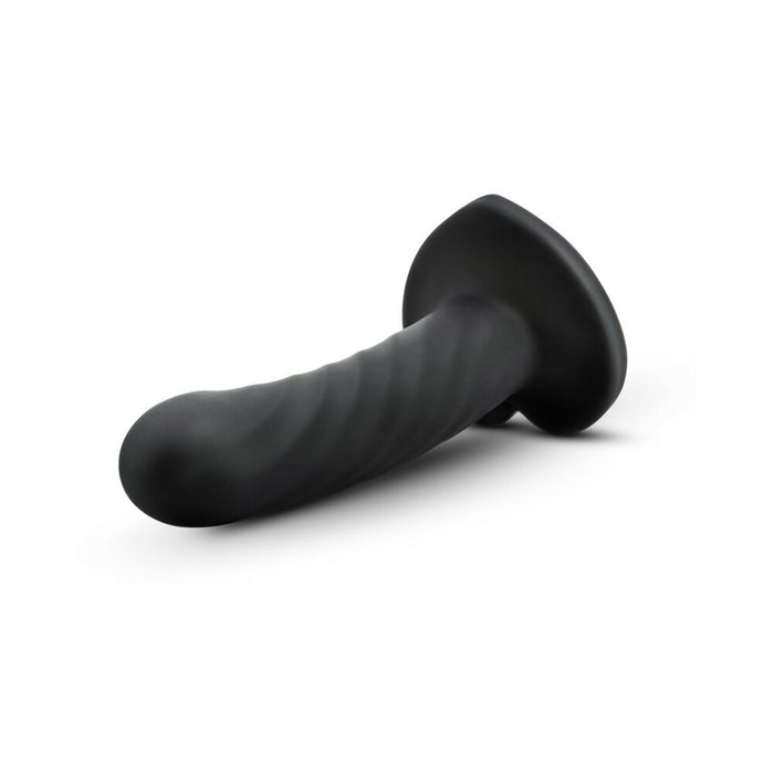 Temptasia Twist 5.5 in. Curved Dildo with Heart-Shaped Suction Cup Medium Black