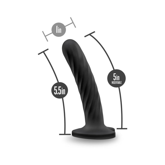 Temptasia Twist 5.5 in. Curved Dildo with Heart-Shaped Suction Cup Medium Black