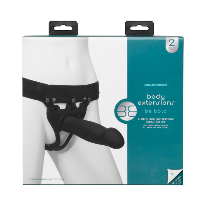 Be Bold Body Extensions Hollow Bulbed Strap-On 2-Piece Set Black