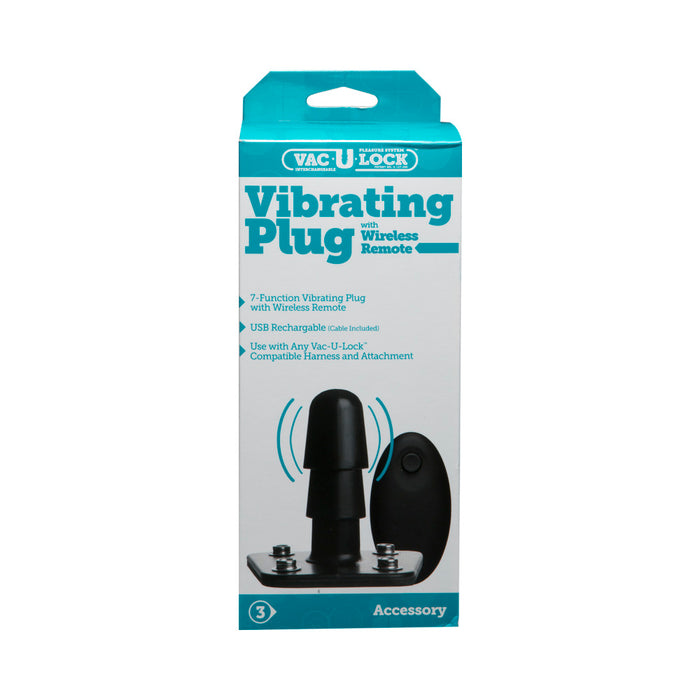 Vac-U-Lock Vibrating Plug with Snaps & Wireless Remote Black