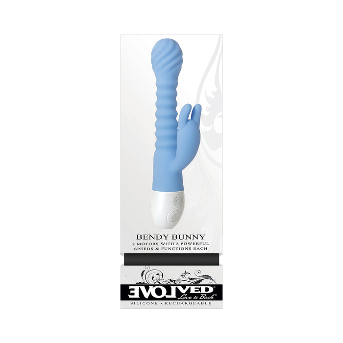Evolved Bendy Bunny Rechargeable Poseable Silicone Rabbit Vibrator Blue