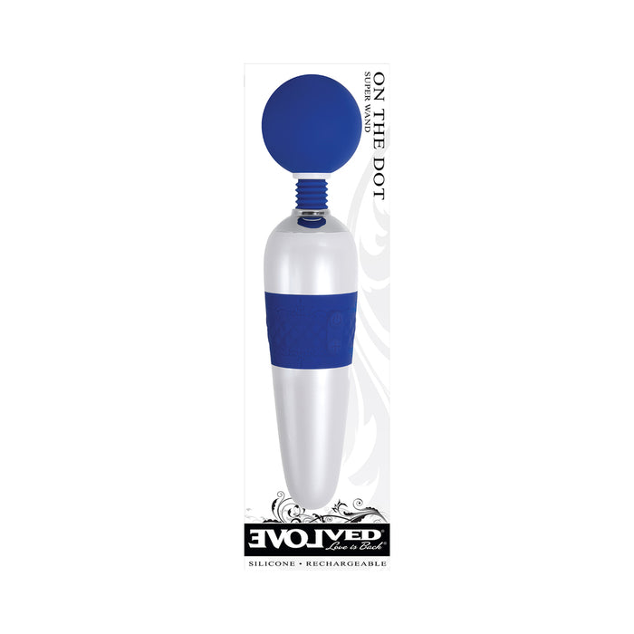 Evolved On The Dot Rechargeable Silicone Flexible Head Wand Vibrator Blue/White