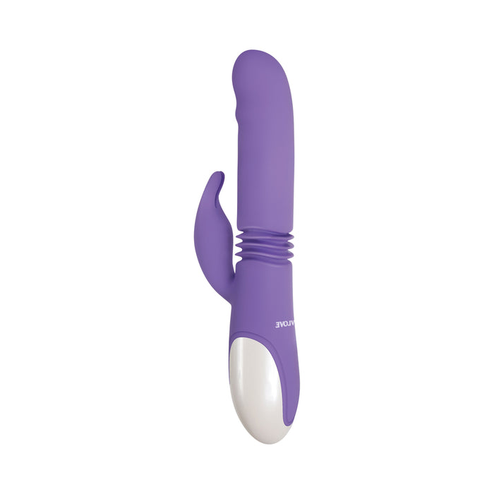 Evolved Thick & Thrust Bunny Rechargeable Thrusting Silicone Rabbit Vibrator Purple