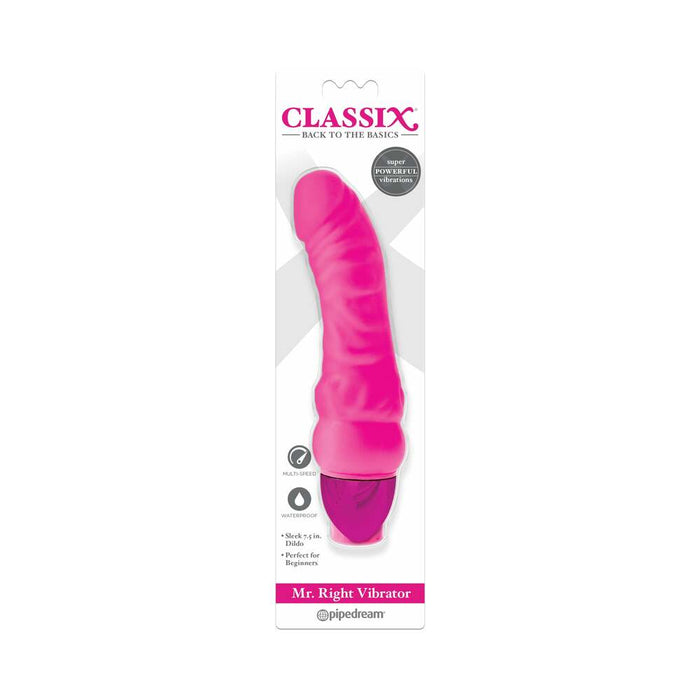 Pipedream Classix Mr. Right Vibrator Realistic 6.5 in. Vibrating Dildo Pink