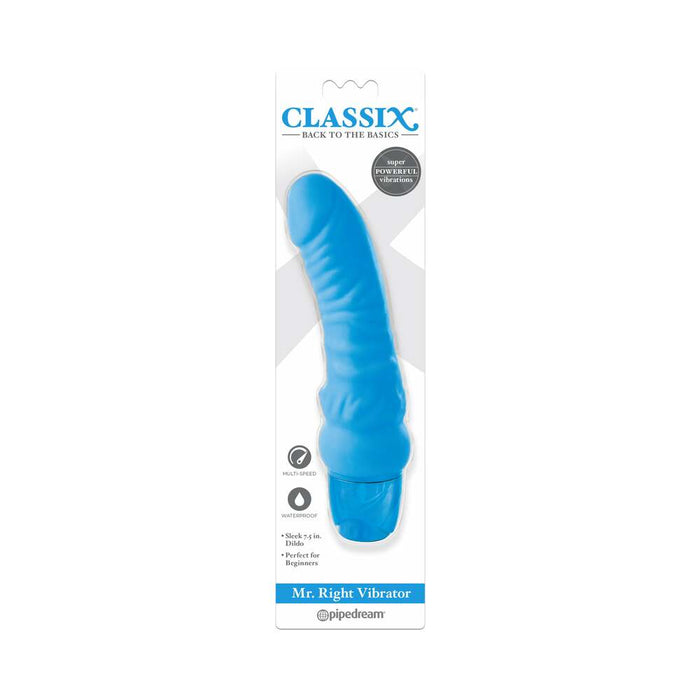 Pipedream Classix Mr. Right Vibrator Realistic 6.5 in. Vibrating Dildo Blue