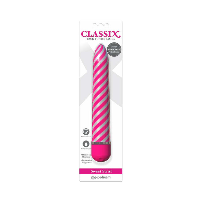 Pipedream Classix Sweet Swirl 8 in. Slimline Vibrator Pink