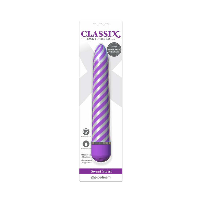 Pipedream Classix Sweet Swirl 8 in. Slimline Vibrator Purple