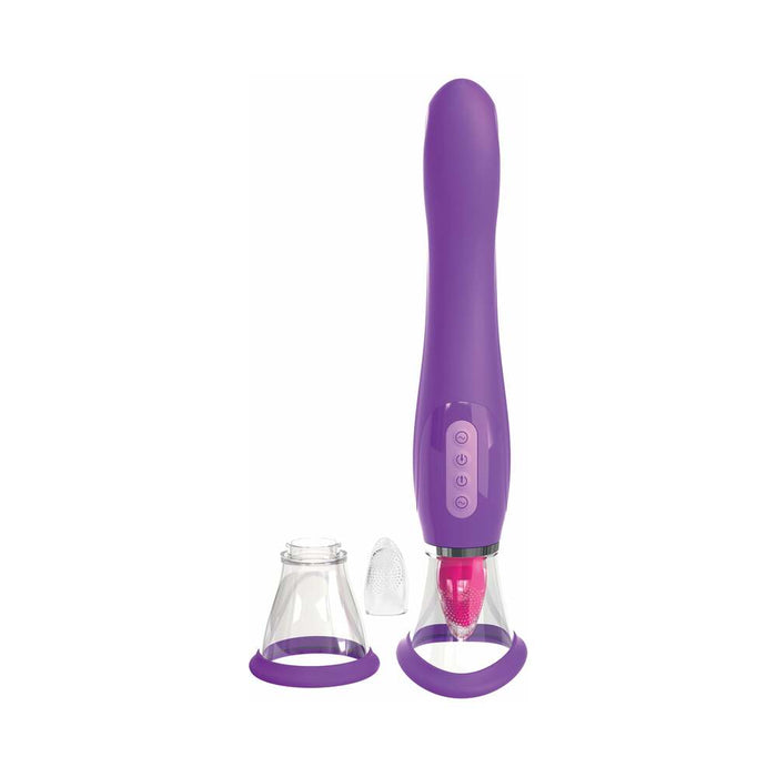 Pipedream Fantasy For Her Her Ultimate Pleasure Dual-Ended Vibrator With Licking Suction Purple